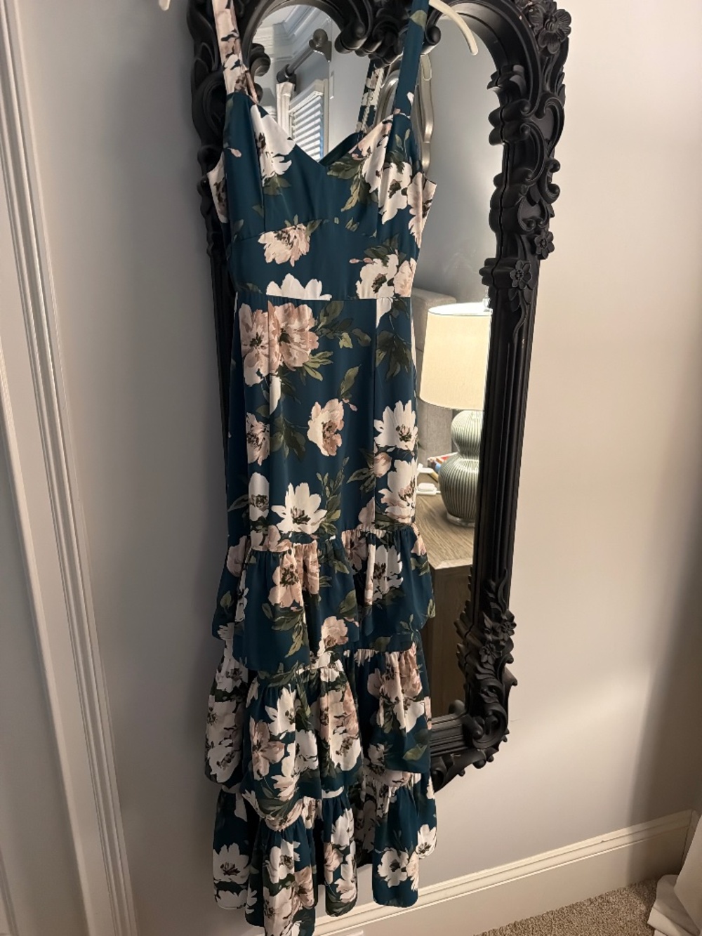 Abercrombie green floral tired dress x-small tall